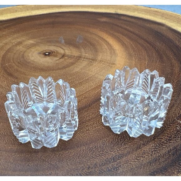 Vintage Crystal Cut Glass Salt Cellars Set of 2 Collectible - Picture 1 of 11